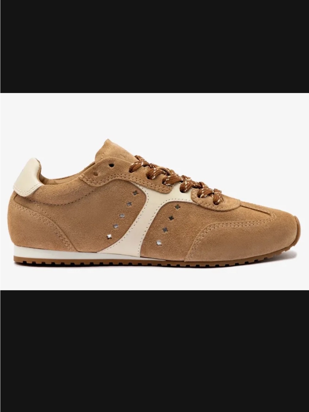 Larroude Brown and Cream Suede Low-Top Sneakers